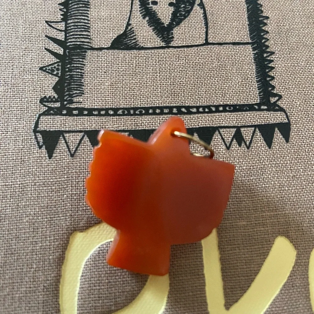 Tova Malibu - Carnelian With Turquoise Heart Bezel Thunderbird Pendant - Picture 5 of 11